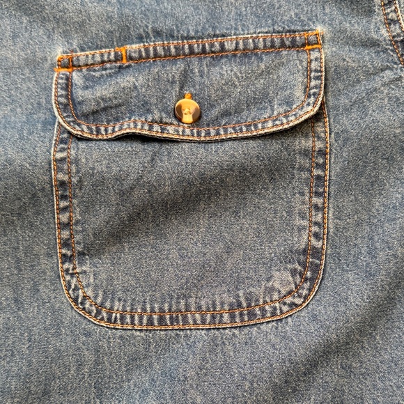 Denim Blue Casual Button-Down Shirt 100% Cotton - Picture 9 of 11